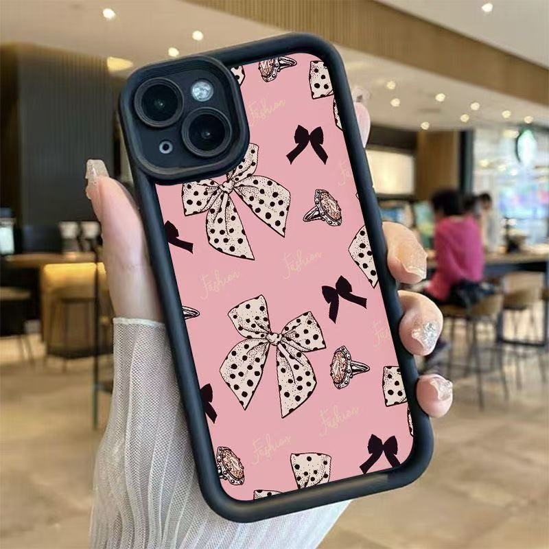 Черный пятнистый бант подходит для чехла для мобильного телефона iphone16pro 11 Apple 15 импортный 14/13promax новый 12.