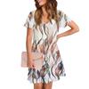 Women's Casual And Fashionable V-neck Short Sleeve Printing Mid Length Dress