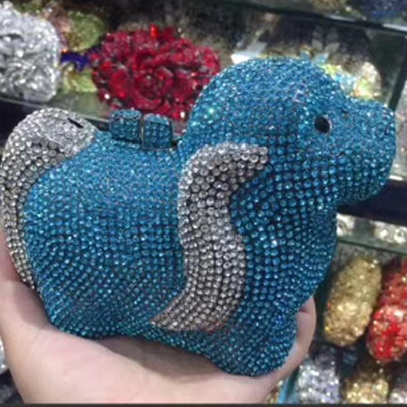 Puppy Diamond Evening Bag Dog Crystal Handbag Rhinestone Bags Wedding Bridal Purse Luxury Crystal Clutches Women Party Purses