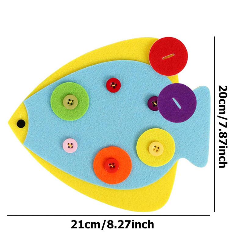 DIY Nonwoven Fabric Material Package Tie Button Puzzle Felt Little Fish Frog Duck Children Early Education Puzzle Toys TMZ