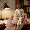 Ручная роспись Фигурка Иисуса Я всегда с вами Статуя Христа Иисуса, сделанная вручную, Сидячая поза Уникальное смоляное украшение с Иисусом