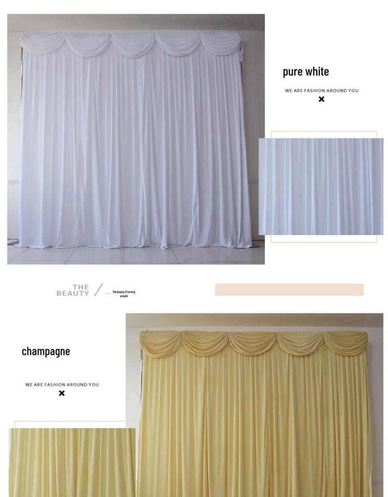 Black, Burgundy & Gold Velvet Wedding Stage Backdrop Drapes with Gauze