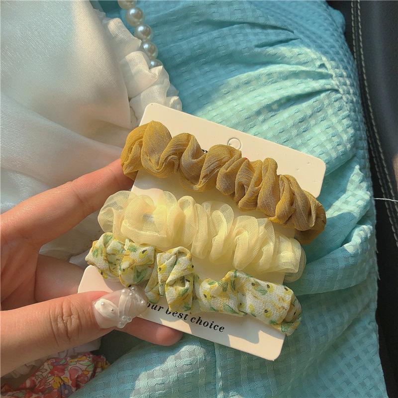 Весенние цвета: Набор из 3 резинок для волос с цветочным принтом - аксессуары для волос с ярким синим и розовым узором