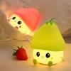 Silicone Nursery Strawberry Night Lamp Dimmable Touch Control Rechargeable Cartoon Night Lamp Bedside Light Decor