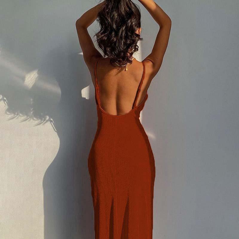 Women's Fashion Summer Spring Solid Color Print Sleeveless V-Neck High Waist Casual Dresses