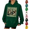 Women's Fashion Retro Printed Casual Hooded Sweatshirt With Pockets