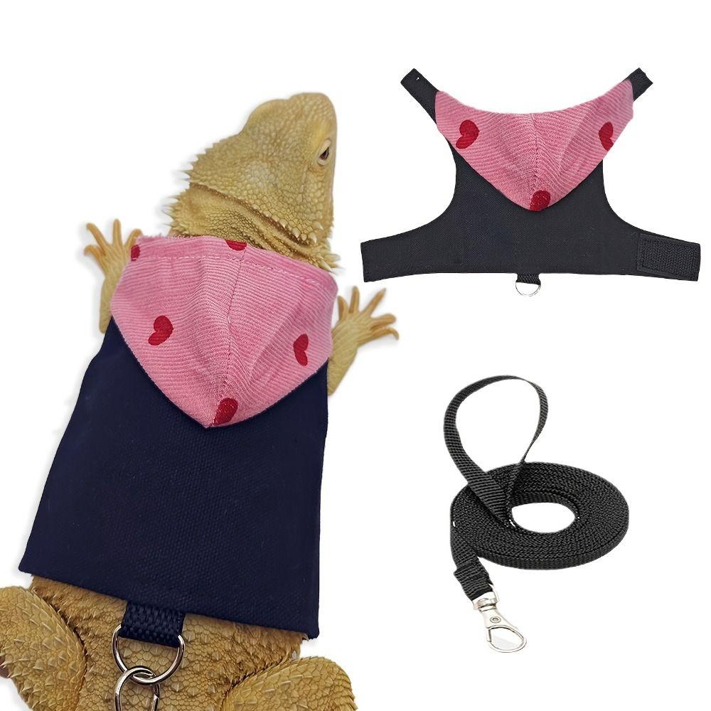 Canvas Bearded Dragon Lizard Hoodie Colorful Lizard Harness Vest Walking