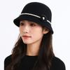 French Style Fisherman Hat Solid Color Woolen Bucket Hat Elegant Flower Topper Hat  Autumn Winter