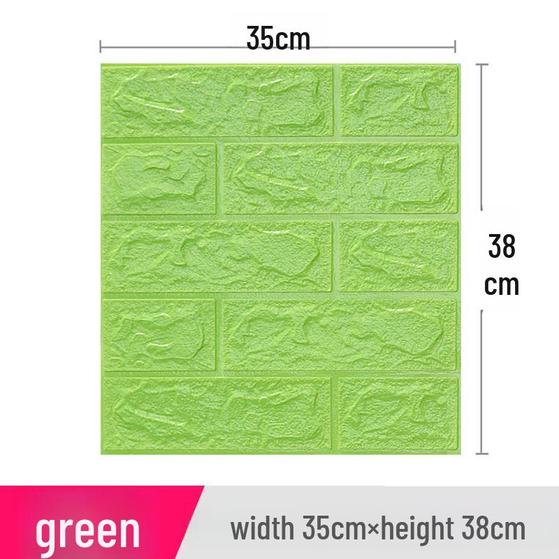 3D Brick Pattern Self-Adhesive Wall Sticker: Anti-Collision, Soft, 35x38, Small Size