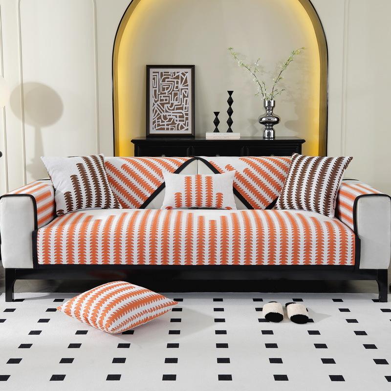 Nordic High-End Chenille Sofa Cushion, Four-Season Universal Seat Cushion, Non-Slip Leather Sofa Cover New Cover