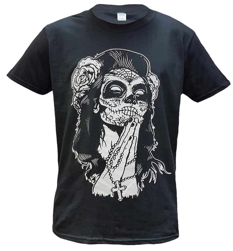 Mexican Skull Cotton T-shirt Tattoo Skull Rock Metal Biker Goth Sugar Skull Top