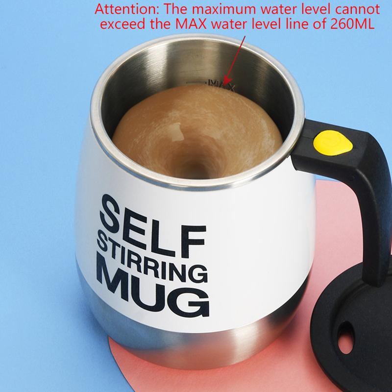 Автоматическая чашка для помешивания, портативная электрическая мешалка для кофе на батарейках, вращающаяся магнитная чашка для самостоятельного перемешивания из нержавеющей стали
