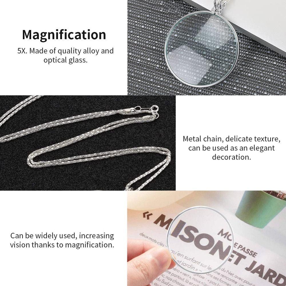 Hanging Ornament Magnifier Pendant 5x Optical Magnifier Necklace Necklace Magnifying Glass Elderly