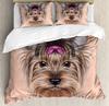 Yorkie Bedding Set For Bedroom Bed Home Yorkshire Terrier with Cute Ribbon Animal Duvet Cover Quilt Cover And Pillowcase