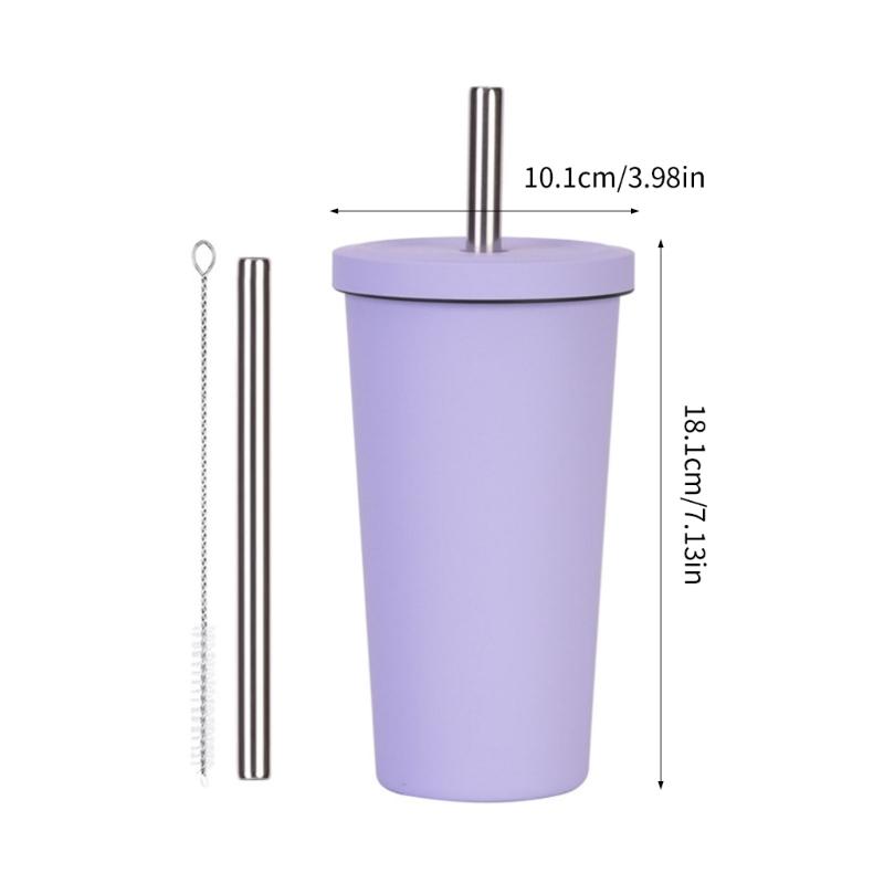 Double Layer Vacuum Insulated Cup With Straw 316L Stainless Steel Tumblers Water Bottle with Ergonomic Handle