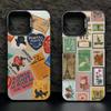 Stylish Stamp Patchwork Phone Case For Iphone 17 16 15 14 13 12 11 Pro Max Anti-Drop Phone Cover Case Funda Bumber 16 Pro