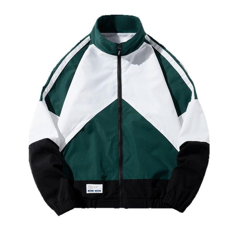 Mens Casual Sport Jacket Loose Fit Colorblock Outerwear Teens Young Adults