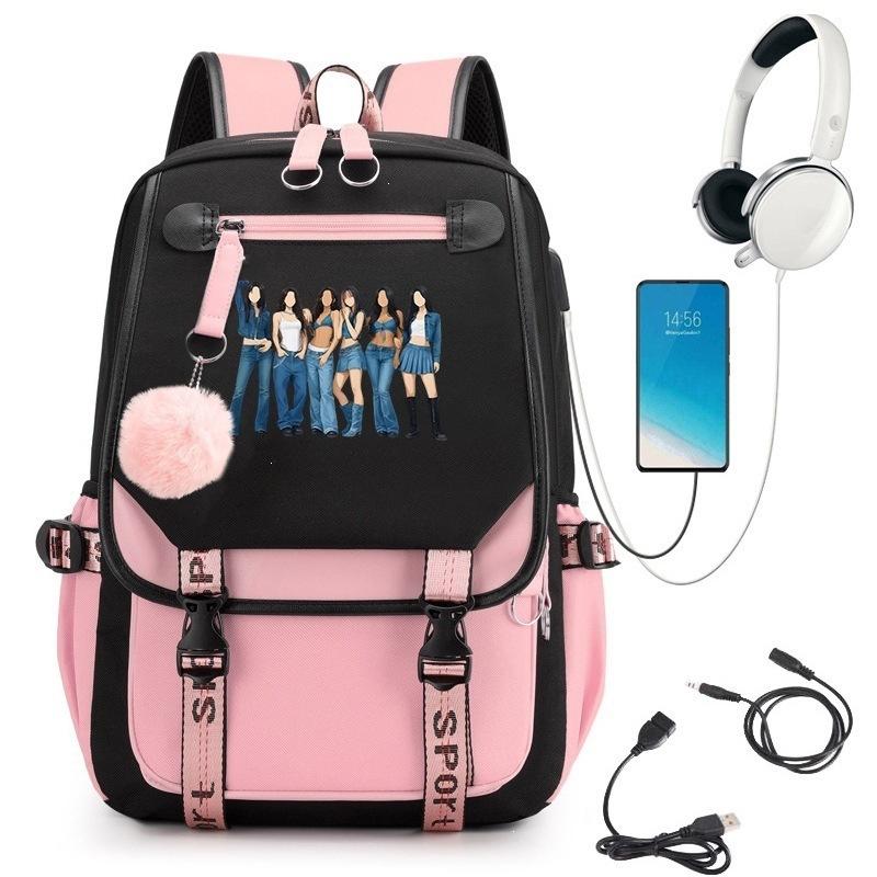 KATSEYE Fashion Laptop Backpack with USB Charging Port Student School Daypack 60123-12