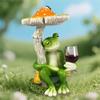 Red/Yellow Mushroom Sitting Frog Ornament Cartoon Resin Frog Sculptures  Shelf Home