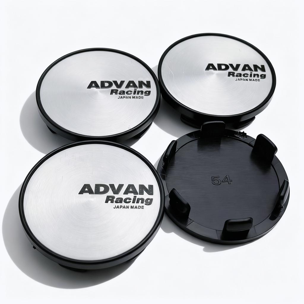 DEM5 4pcs JDM Advan Racing Logo Emblem Car Wheel Center Caps OD 54MM Clips 49MM Wheels Hub Dust Cap Rim Hubcaps Cover Car Accessories