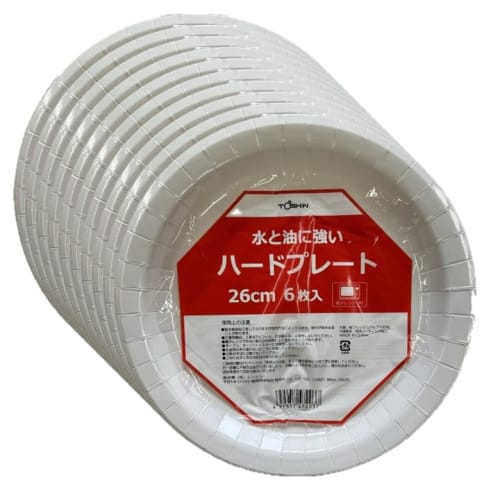 Toshin Deep, Water- and Oil-Resistant Thick Hard Paper Plates, Microwave-Safe, 26cm, 6 Plates x 10 Packs (60 Plates Total) H26