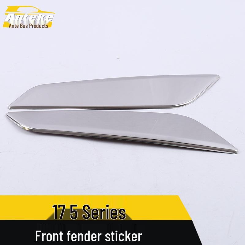 Compatible 17+ 5 Series Front Fender Sticker Sequin & Door Stainless Steel Fender Car Accessories.