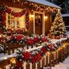 Plastic Artificial Red Berry Pine Garland Realistic White Snow Pine Garland  Holiday Decor