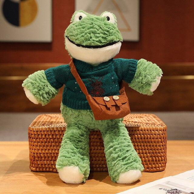 36 см кавайная плюшевая плюшевая лягушка с улыбкой, милая одежда, плюшевые куклы-лягушки, пушистая подушка с животными, детский рождественский подарок