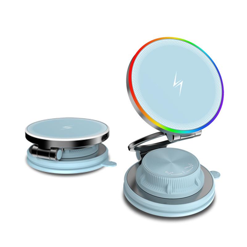 15W Vacuum Suction Magnetic Wireless Car Charger Mount for Dashboard, Fast Qi Charging Phone Holder Stand for All Smartphones