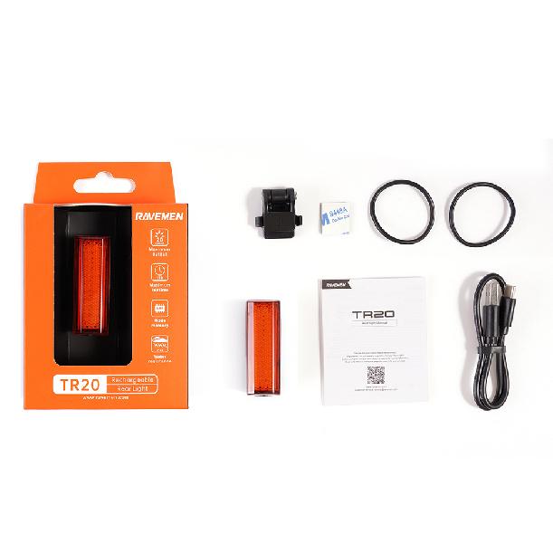 RAVEMEN Bike Lights Set Bicycle FR160+TR20 Head Rear Rechargeable Out-Front Headlight For Garmin Taillight Free QTM01 For Wahoo 7