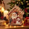 3D Christmas House Diamond Painting Kit, Wooden Pearl Art Craft, DIY 6 Wooden Panels with Pearls and Diamonds, Festive Tabletop Display, Holiday Decor