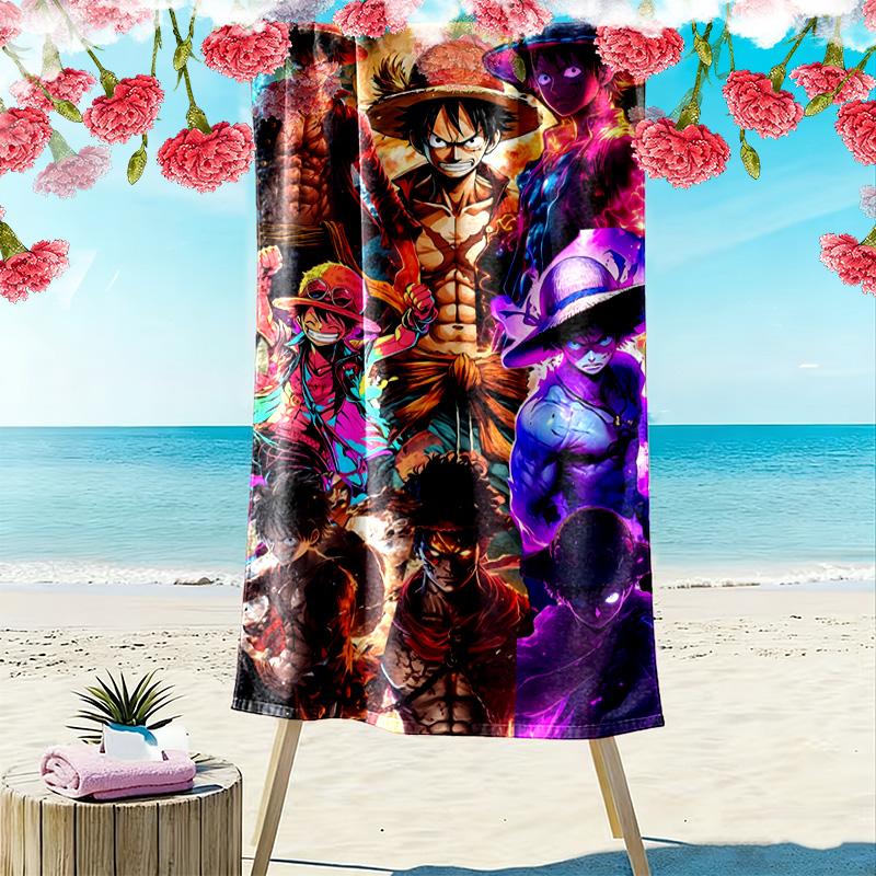 Luffy Print Beach Towel, Large Soft Quick Dry Towel for Beach Camping Swimming