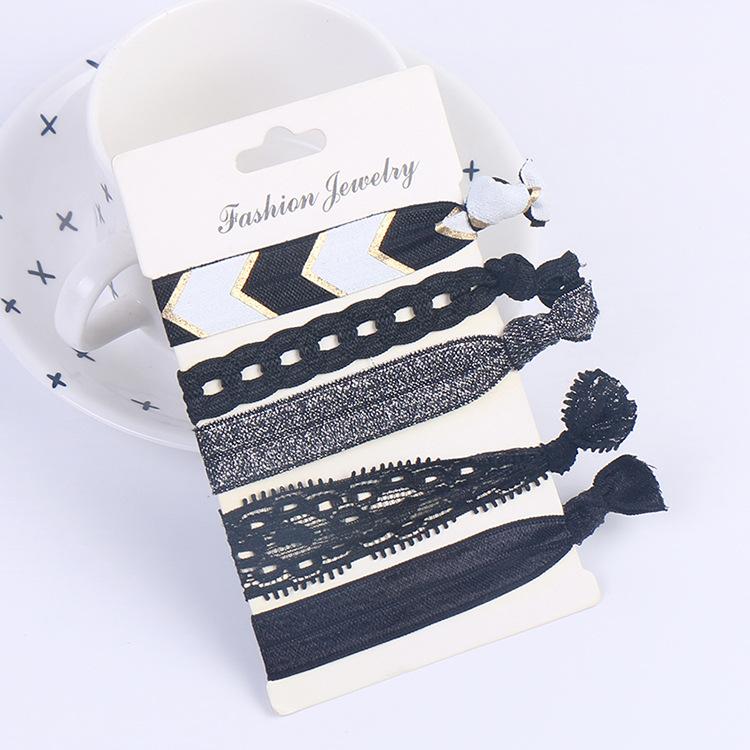 Korean Stylish Sweet Hair Bands Girls Knotted Elastic Soft Fabric Hair Tie Beach Tree Flower Fruit Heart Dotted Hair Ornament Gi