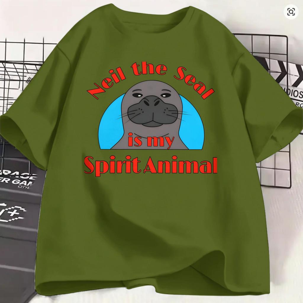 Neil The Seal 100 Cotton T Shirt For Unisex Summer My Spirit Animal Funny T Shirts Oneck Harajuku Tees Oversized Loose Clothes