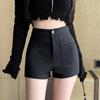 Women's High-Waist Black Suit Shorts, New for Autumn/Winter 2023 - Sexy Wide-Leg Boot Pants
