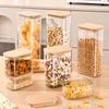 1pcs Rectangular Glass Storage Container Easy To Grip for Organizing Kitchen Food Such As Miscellaneous Grains Nuts and Oatmeal