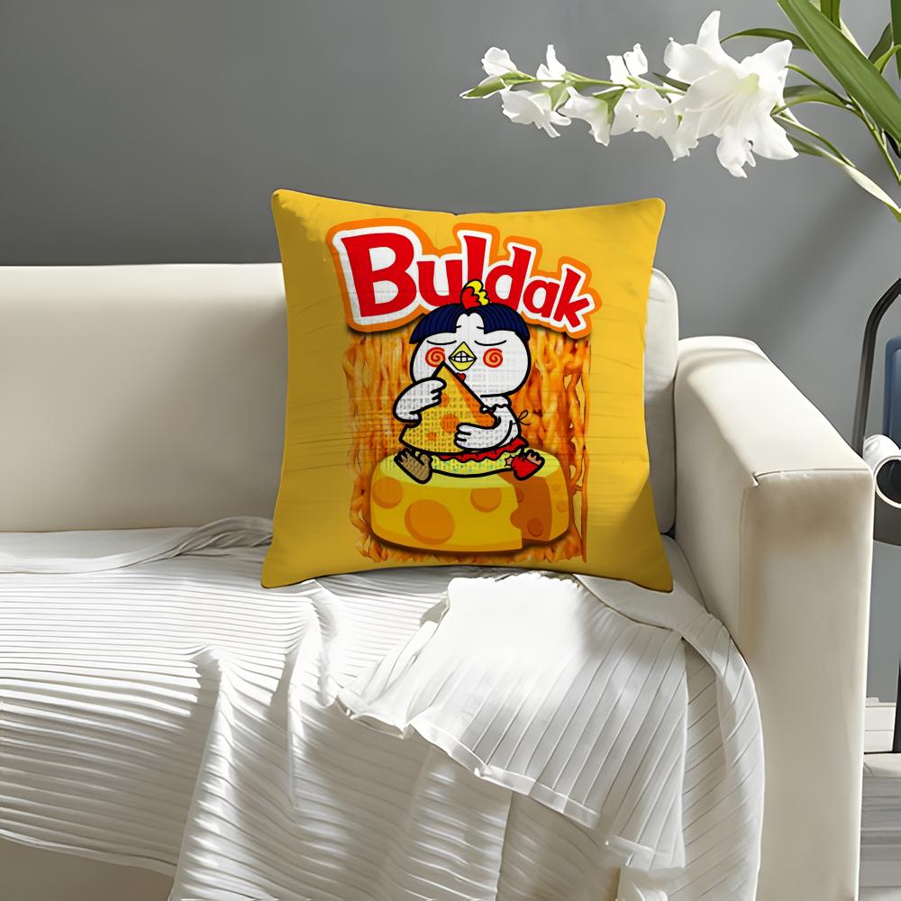 Kwaii Anime BBuldak RRameSn Pillow Case Natural Linen Organic Fabric DoubleSided Printing Sofa Home Decor Cushion Cover
