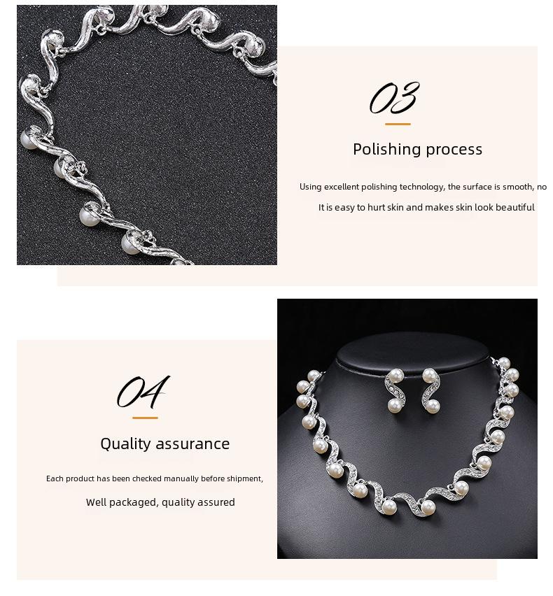 Элегантный комплект из жемчужного ожерелья и сережек: Легкий роскошный, универсальный свитер и цепочка на ключицу с дизайном из сплава.