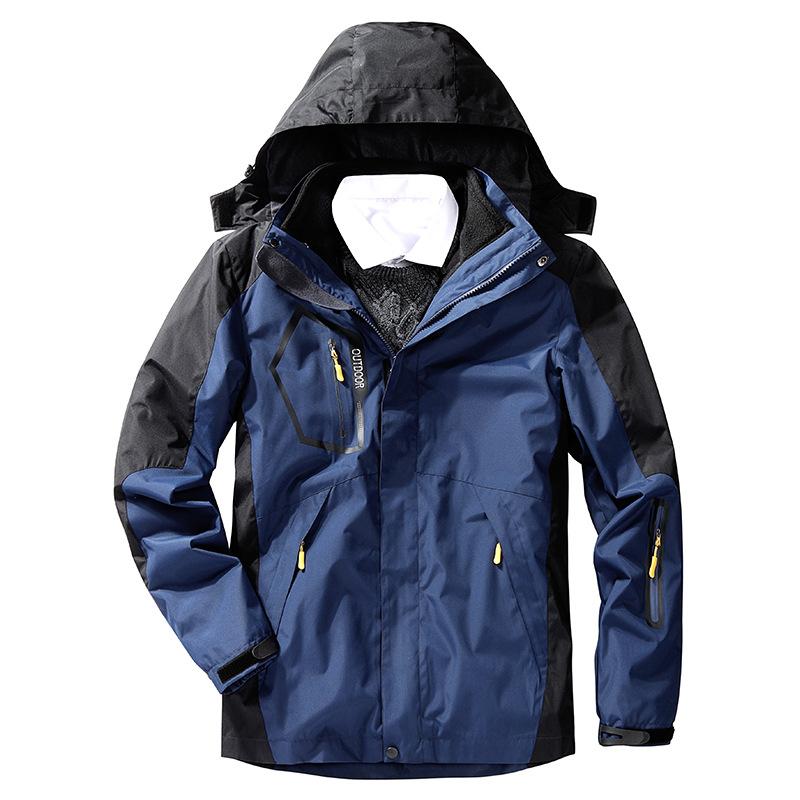 Mens Winter Jacket 3 In 1 Waterproof Warm Snow Fleece Lining Coat Hooded Windproof Jacket M-6XL