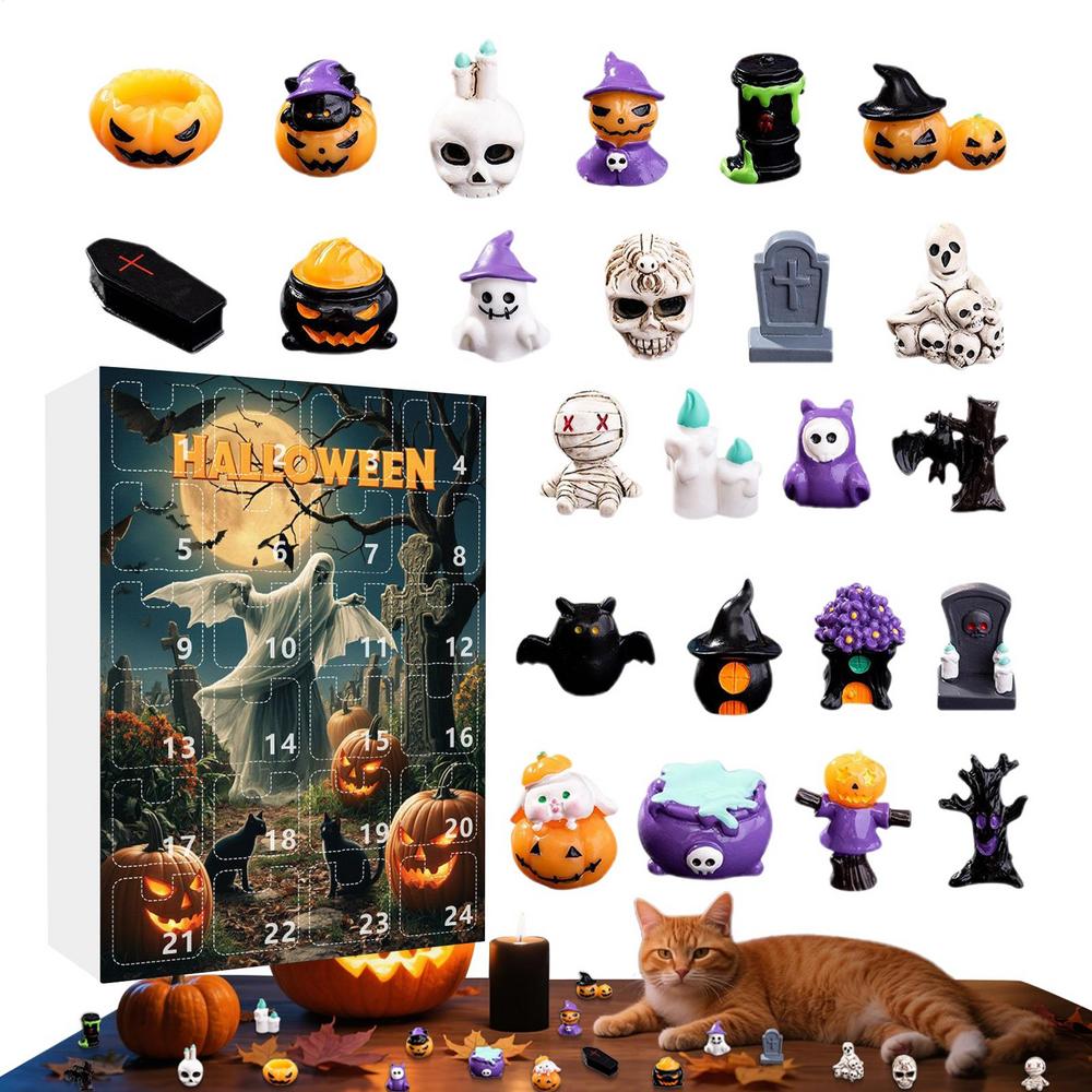 Halloween Figurine Advent Horror Season Advent Countdown Calendar 24 Days Resin Spooky Figurine For Halloween Desktop Windowsill