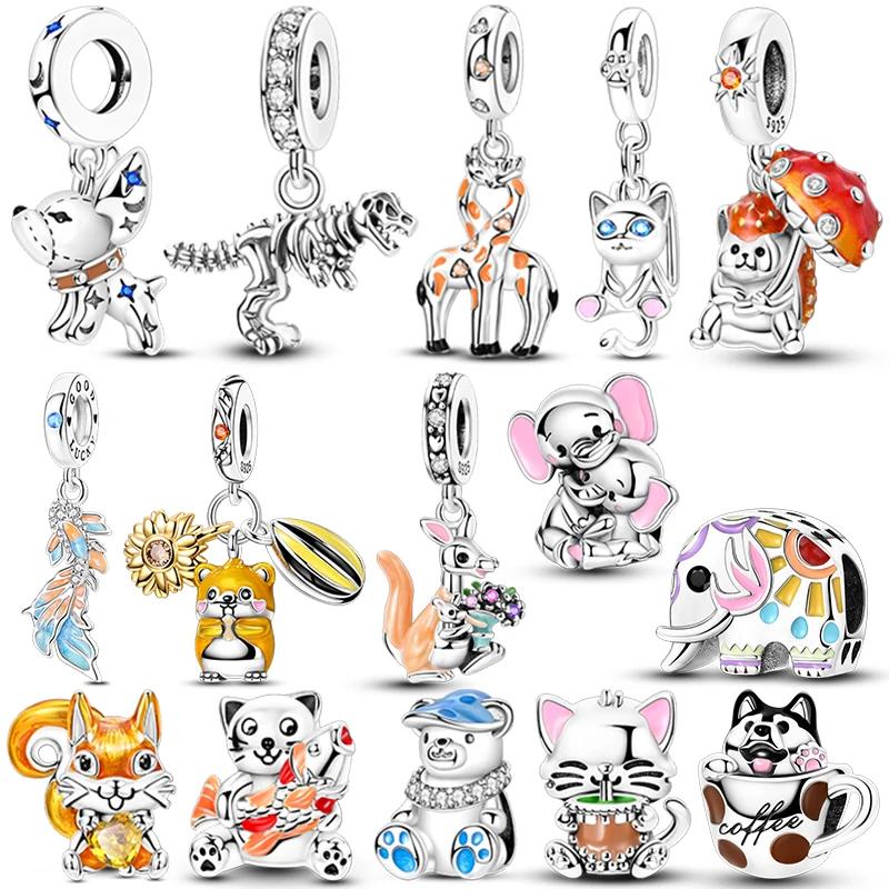 Original Copper Animal Series Charms Giraffe Dog Squirrel Koi Fish Beads Pendants Fit Bracelets Diy Jewelry Gift