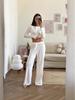 European & American Autumn/Winter Cotton-Blend Knit Long-Sleeve Top and Pants Set