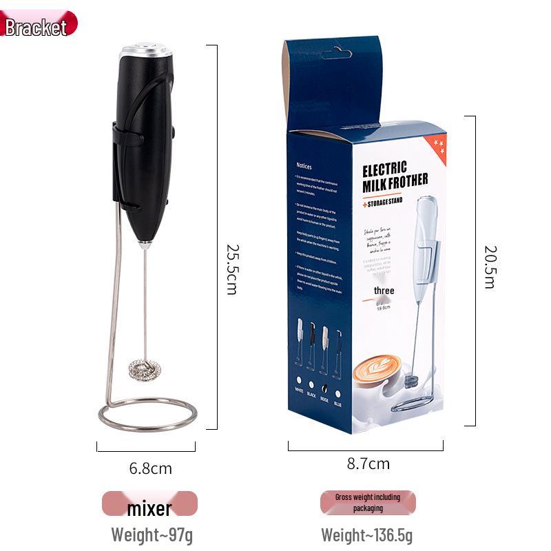 Compact Electric Milk Frother with Stand - Battery-Powered Coffee and Egg Beater