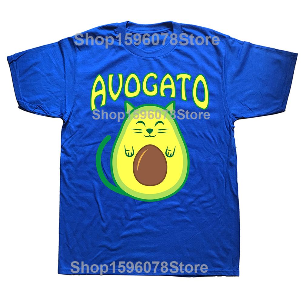 Funny Avogato Avocado Cat Cat Vegan T Shirts Men Women Pure Cotton Humor Streetwear Tee Shirt Short Sleeve Unisex Loose Clothing