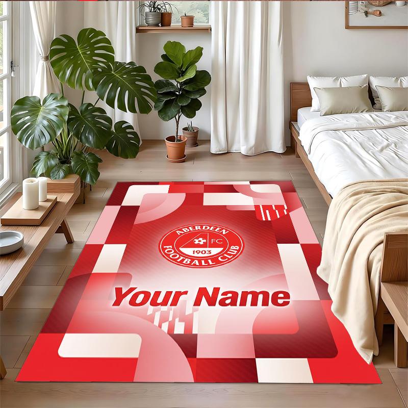 Crystal Velvet Rug Custom Name Text, Soft Non Slip Floor Mat Home DecorAberdeen FC