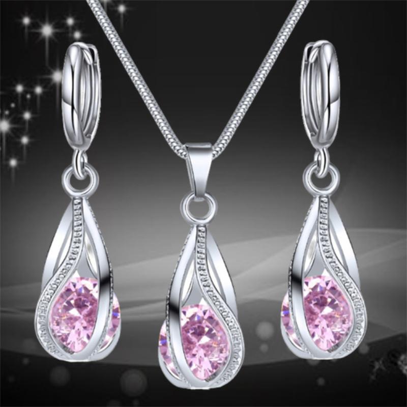 Комплект из ожерелья и серег Chic Melody - сверкающие украшения из кристаллов циркония для женщин