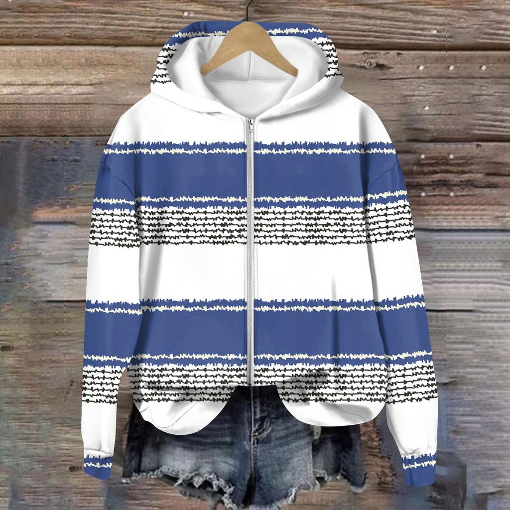 Jackets For Women Long Sleeve Coat Zip Up  Print Outerwear Casual Jackets