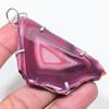 Natural Pink Druzy Slice Gemstone 925 Sterling Silver Jewelry Pendant 3.15" E2Y52