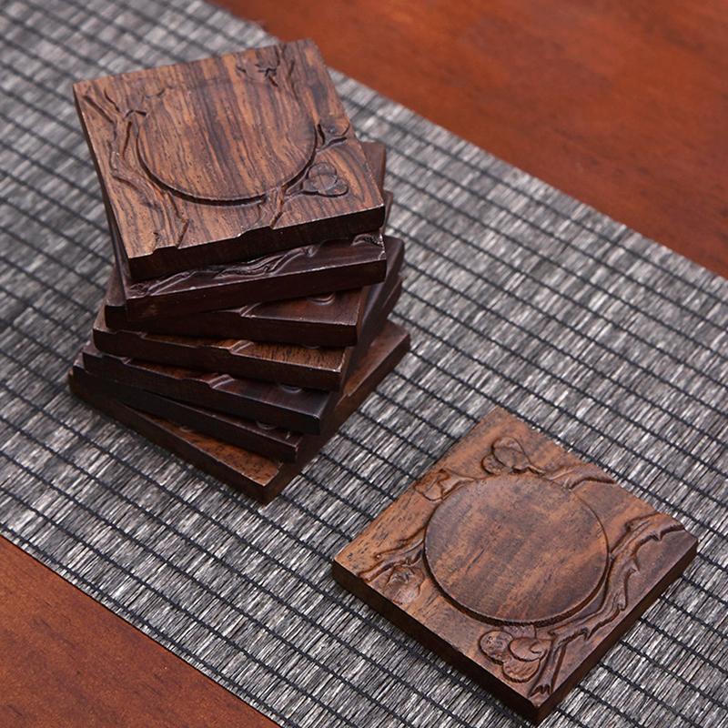 1 шт. Подставка под чашку для чая, креативная подставка под чашку, термостойкая, нескользящая, из черного дерева, сандалового дерева, квадратная подставка для чайной церемонии в стиле дзен