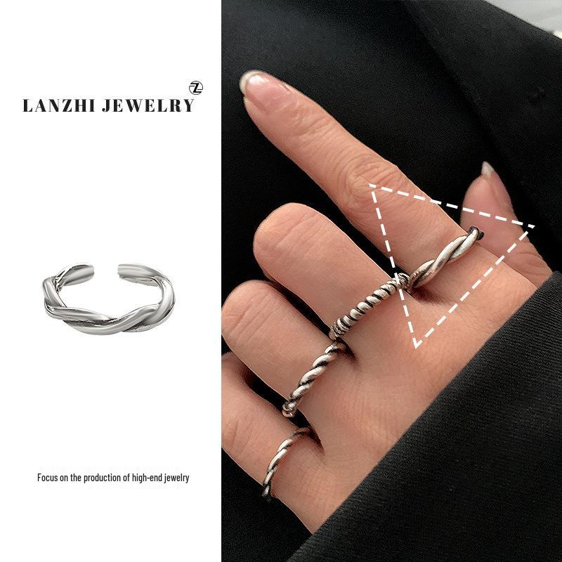 Тайское серебро Женское наборное кольцо - Серебро 925 пробы, Нишевый дизайн, Простые и универсальные украшения
